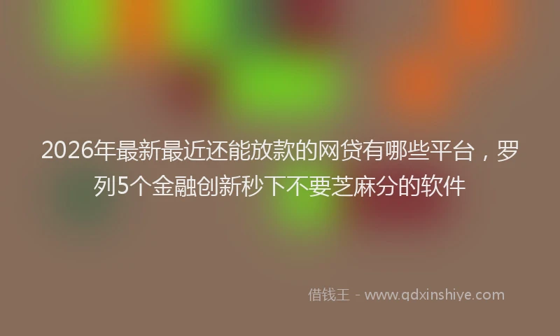 2026年最新最近还能放款的网贷有哪些平台，罗列5个金融创新秒下不要芝麻分的软件
