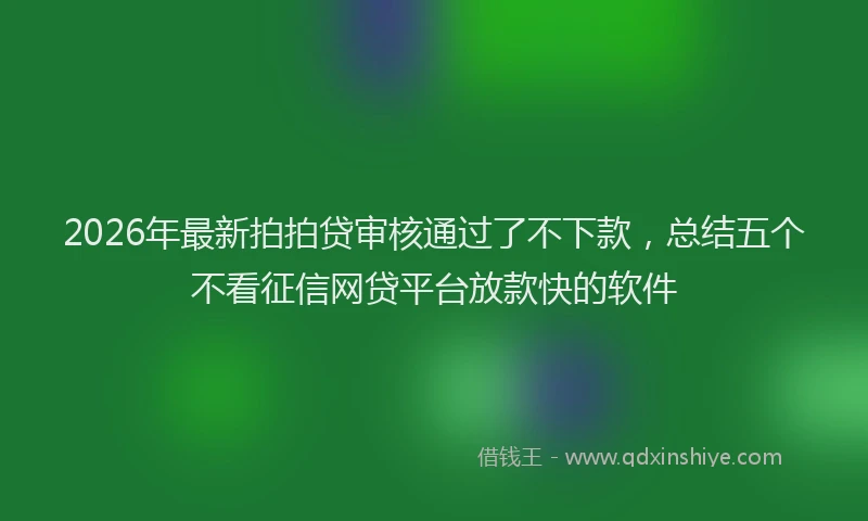 2026年最新拍拍贷审核通过了不下款，总结五个不看征信网贷平台放款快的软件