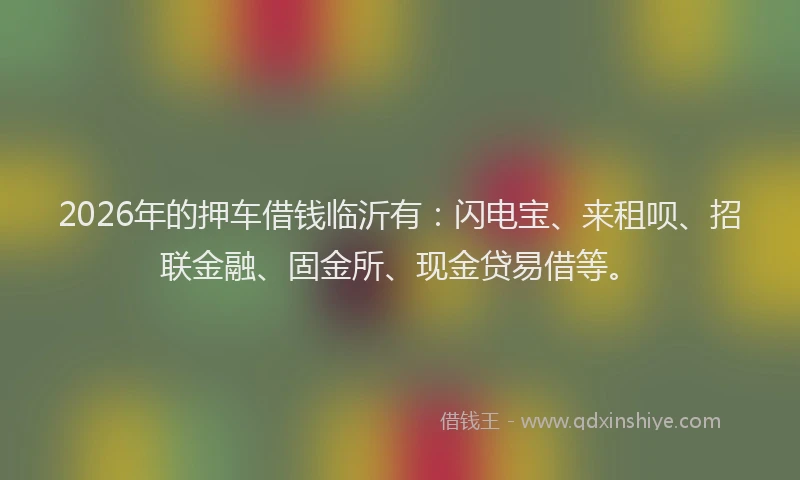 2026年的押车借钱临沂有：闪电宝、来租呗、招联金融、固金所、现金贷易借等。