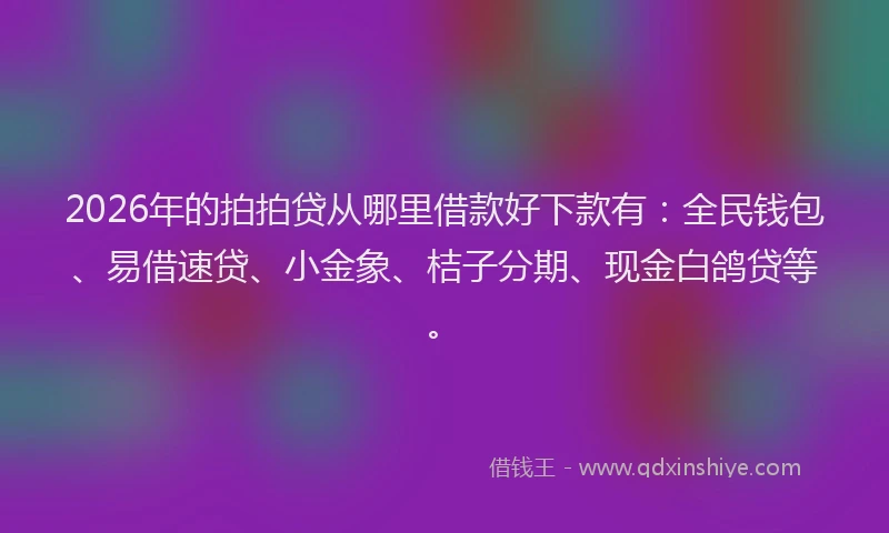 2026年的拍拍贷从哪里借款好下款有：全民钱包、易借速贷、小金象、桔子分期、现金白鸽贷等。