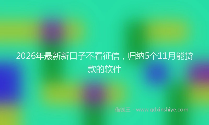 2026年最新新口子不看征信，归纳5个11月能贷款的软件