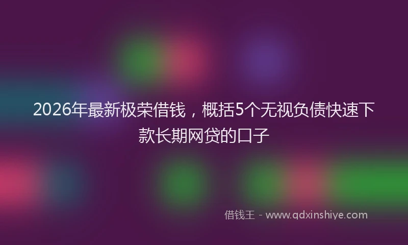 2026年最新极荣借钱，概括5个无视负债快速下款长期网贷的口子