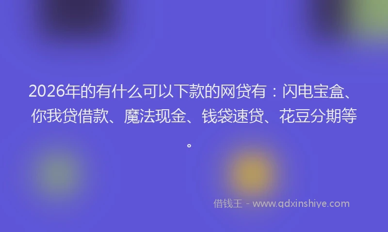 2026年的有什么可以下款的网贷有：闪电宝盒、你我贷借款、魔法现金、钱袋速贷、花豆分期等。