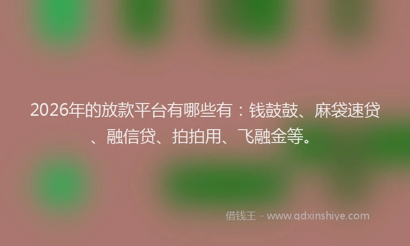 2026年的放款平台有哪些有：钱鼓鼓、麻袋速贷、融信贷、拍拍用、飞融金等。