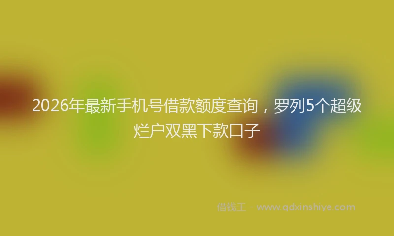 2026年最新手机号借款额度查询，罗列5个超级烂户双黑下款口子