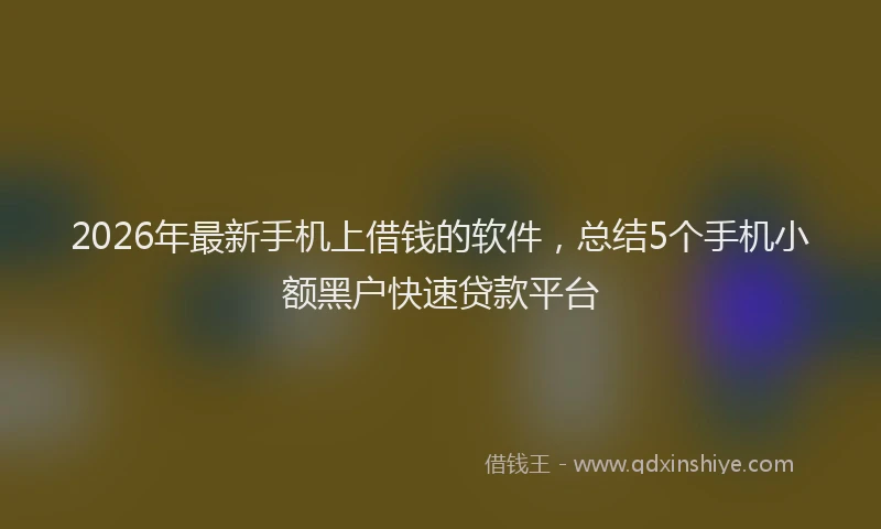 2026年最新手机上借钱的软件，总结5个手机小额黑户快速贷款平台