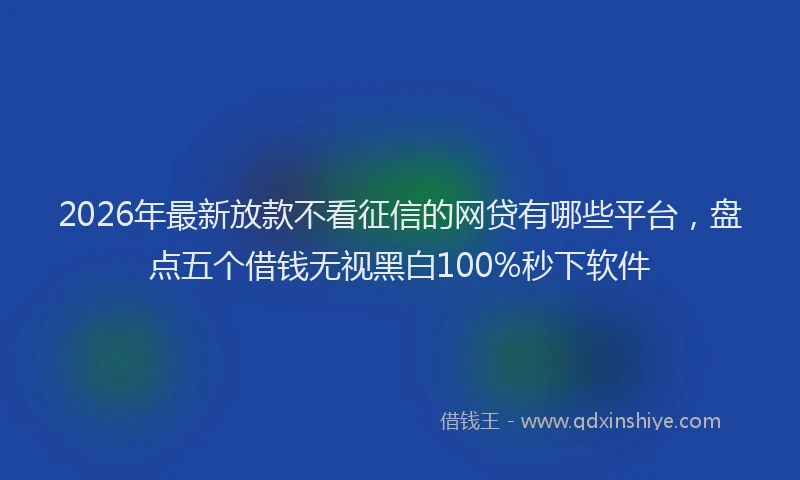 2026年最新放款不看征信的网贷有哪些平台，盘点五个借钱无视黑白100%秒下软件