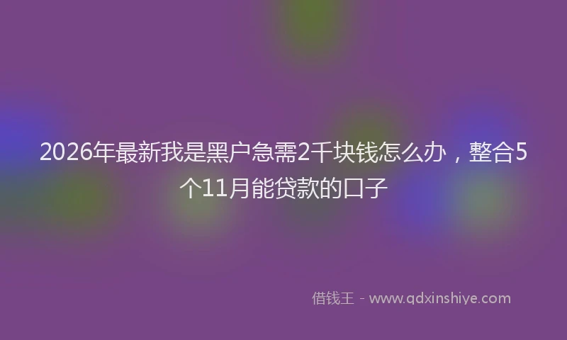 2026年最新我是黑户急需2千块钱怎么办，整合5个11月能贷款的口子
