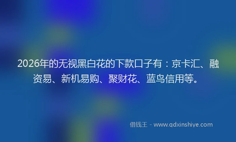 2026年的无视黑白花的下款口子有：京卡汇、融资易、新机易购、聚财花、蓝鸟信用等。