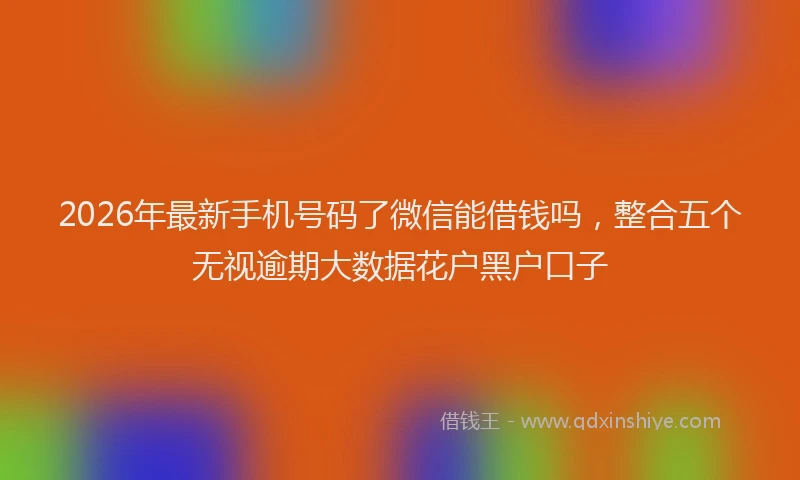 2026年最新手机号码了微信能借钱吗，整合五个无视逾期大数据花户黑户口子