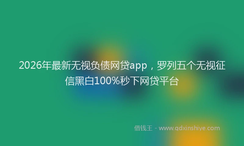 2026年最新无视负债网贷app，罗列五个无视征信黑白100%秒下网贷平台