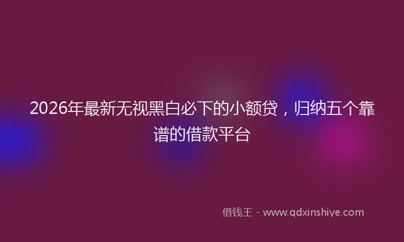 2026年最新无视黑白必下的小额贷，归纳五个靠谱的借款平台