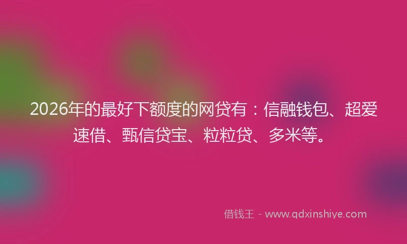 2026年的最好下额度的网贷有：信融钱包、超爱速借、甄信贷宝、粒粒贷、多米等。