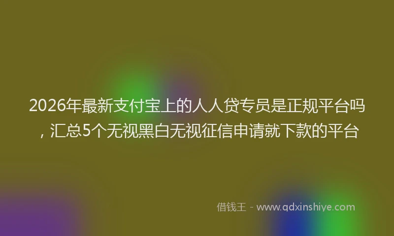 2026年最新支付宝上的人人贷专员是正规平台吗，汇总5个无视黑白无视征信申请就下款的平台