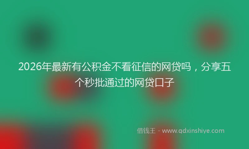 2026年最新有公积金不看征信的网贷吗，分享五个秒批通过的网贷口子