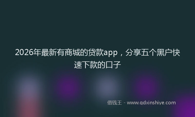 2026年最新有商城的贷款app，分享五个黑户快速下款的口子