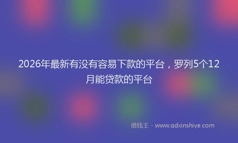 2026年最新有没有容易下款的平台，罗列5个12月能贷款的平台