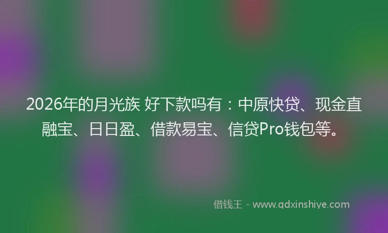 2026年的月光族 好下款吗有：中原快贷、现金直融宝、日日盈、借款易宝、信贷Pro钱包等。