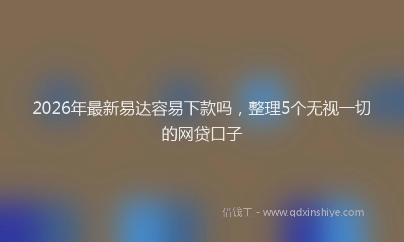 2026年最新易达容易下款吗，整理5个无视一切的网贷口子