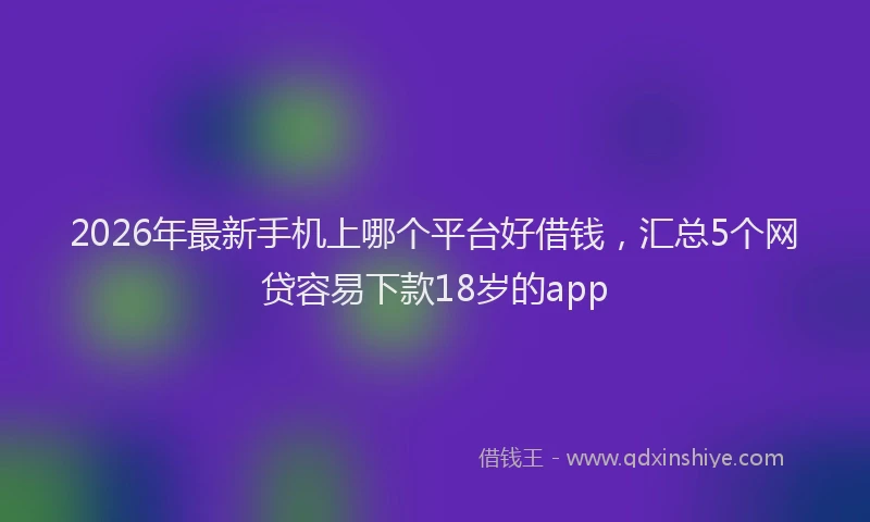 2026年最新手机上哪个平台好借钱，汇总5个网贷容易下款18岁的app
