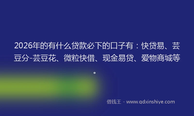 2026年的有什么贷款必下的口子有：快贷易、芸豆分-芸豆花、微粒快借、现金易贷、爱物商城等。