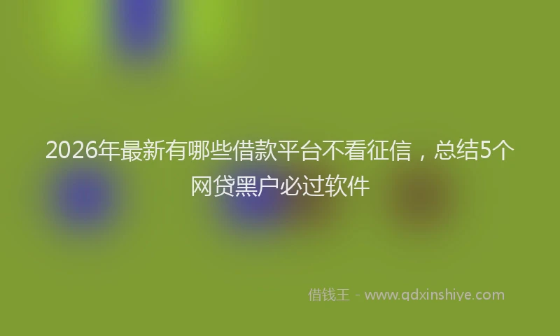 2026年最新有哪些借款平台不看征信，总结5个网贷黑户必过软件
