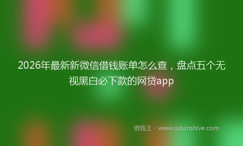 2026年最新新微信借钱账单怎么查，盘点五个无视黑白必下款的网贷app