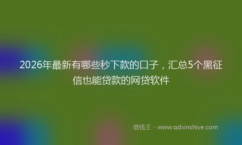 2026年最新有哪些秒下款的口子，汇总5个黑征信也能贷款的网贷软件