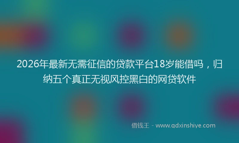 2026年最新无需征信的贷款平台18岁能借吗，归纳五个真正无视风控黑白的网贷软件