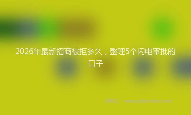 2026年最新招商被拒多久，整理5个闪电审批的口子
