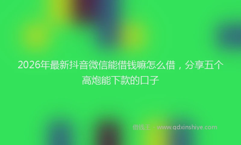 2026年最新抖音微信能借钱嘛怎么借，分享五个高炮能下款的口子