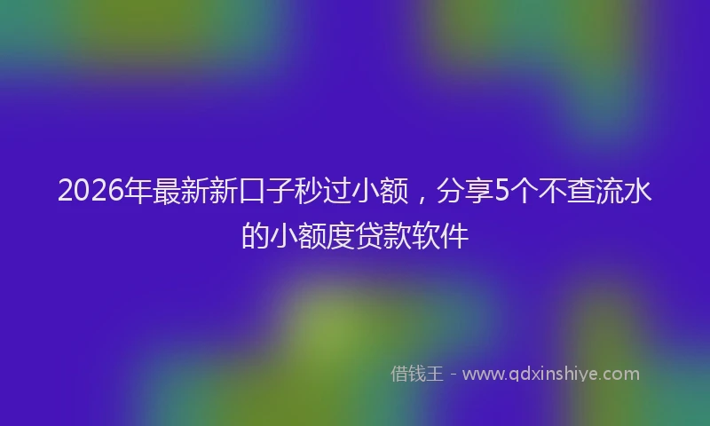 2026年最新新口子秒过小额，分享5个不查流水的小额度贷款软件