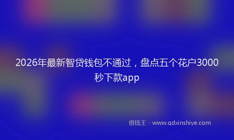 2026年最新智贷钱包不通过，盘点五个花户3000秒下款app