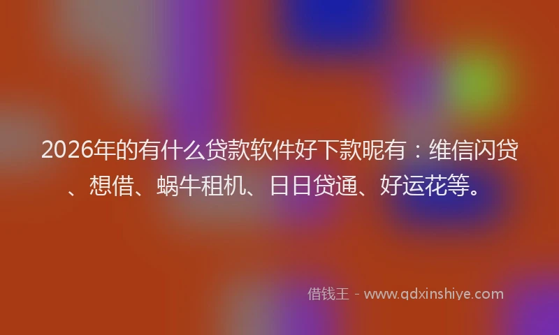 2026年的有什么贷款软件好下款昵有：维信闪贷、想借、蜗牛租机、日日贷通、好运花等。