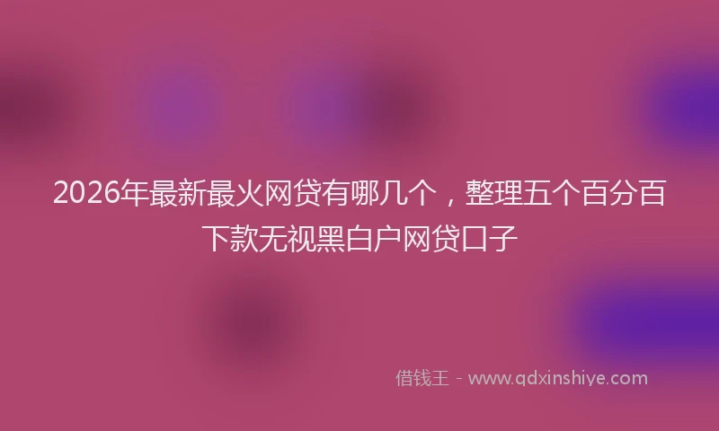 2026年最新最火网贷有哪几个，整理五个百分百下款无视黑白户网贷口子