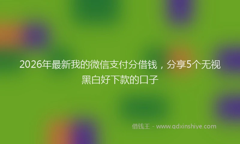 2026年最新我的微信支付分借钱，分享5个无视黑白好下款的口子