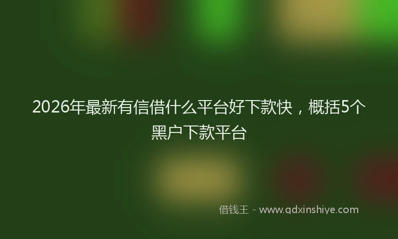2026年最新有信借什么平台好下款快，概括5个黑户下款平台