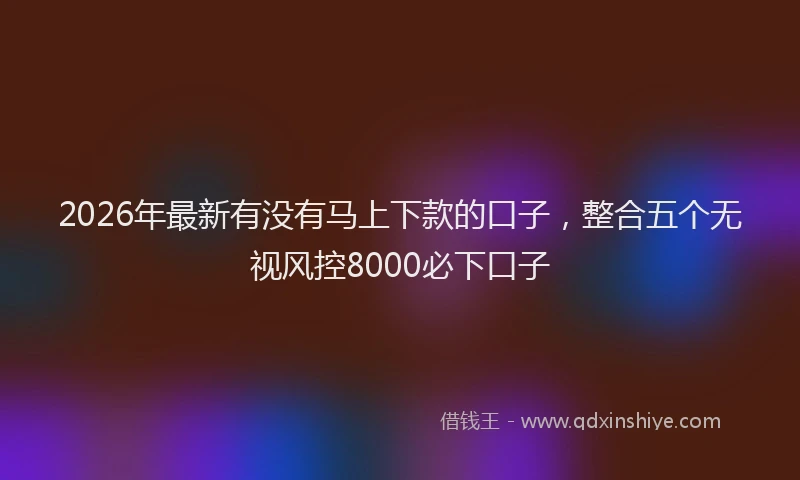 2026年最新有没有马上下款的口子，整合五个无视风控8000必下口子