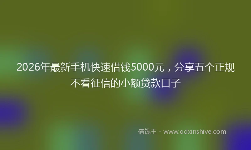 2026年最新手机快速借钱5000元，分享五个正规不看征信的小额贷款口子