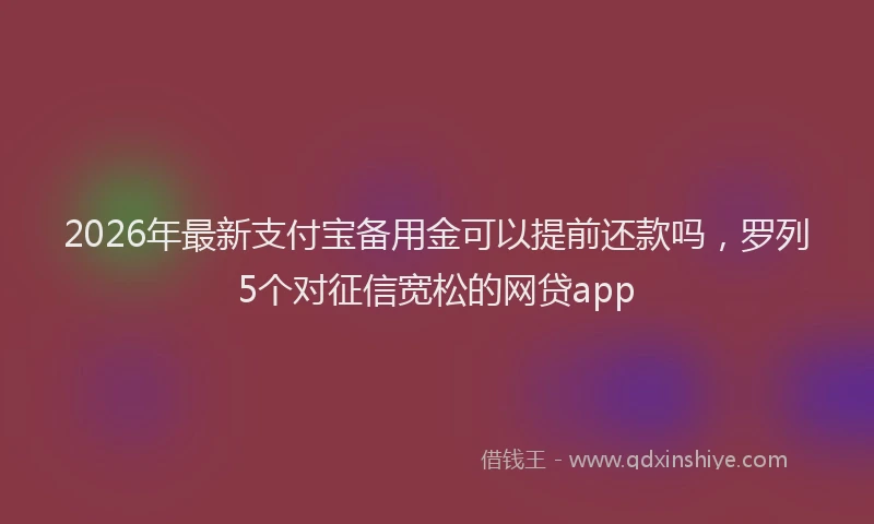 2026年最新支付宝备用金可以提前还款吗，罗列5个对征信宽松的网贷app