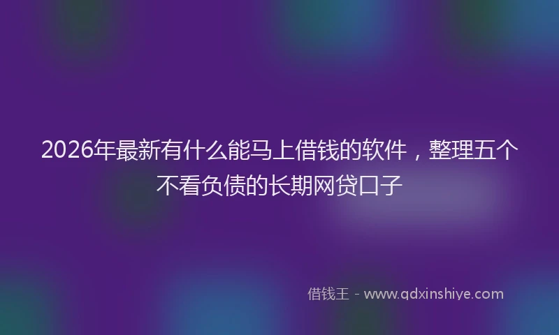 2026年最新有什么能马上借钱的软件，整理五个不看负债的长期网贷口子