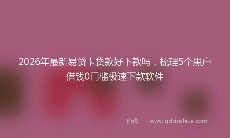 2026年最新易贷卡贷款好下款吗，梳理5个黑户借钱0门槛极速下款软件