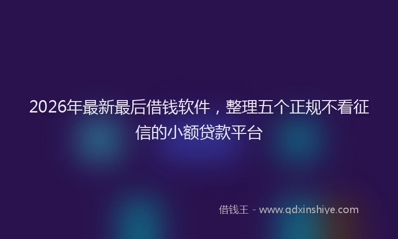 2026年最新最后借钱软件，整理五个正规不看征信的小额贷款平台