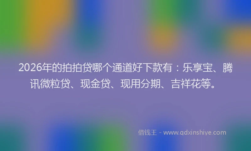 2026年的拍拍贷哪个通道好下款有：乐享宝、腾讯微粒贷、现金贷、现用分期、吉祥花等。