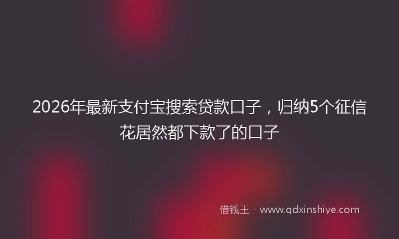 2026年最新支付宝搜索贷款口子，归纳5个征信花居然都下款了的口子