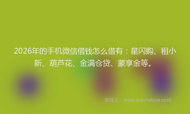 2026年的手机微信借钱怎么借有：星闪购、租小新、葫芦花、金满仓贷、蒙享金等。