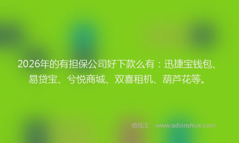2026年的有担保公司好下款么有：迅捷宝钱包、易贷宝、兮悦商城、双喜租机、葫芦花等。