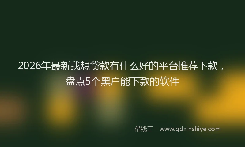 2026年最新我想贷款有什么好的平台推荐下款，盘点5个黑户能下款的软件