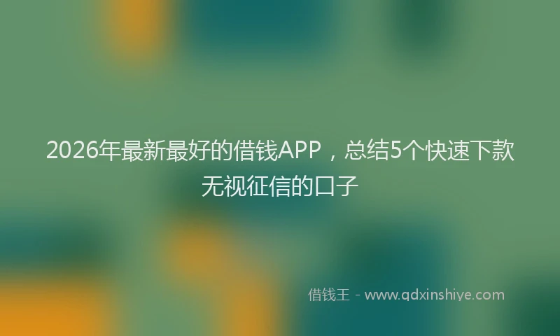 2026年最新最好的借钱APP，总结5个快速下款无视征信的口子