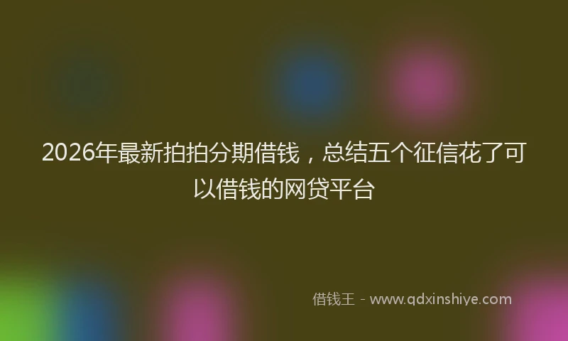 2026年最新拍拍分期借钱，总结五个征信花了可以借钱的网贷平台